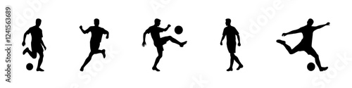 Soccer players silhouette set. Football player collection. Vector illustration.