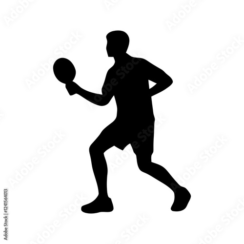 Table tennis player silhouettes. Man playing tennis. Vector illustration.