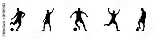 Soccer players silhouette set. Football player collection. Vector illustration.