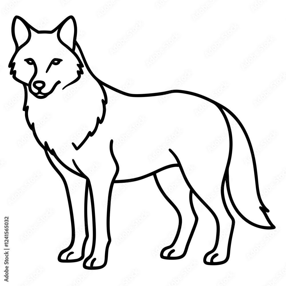 Obraz premium Sleek Wolf One-Line Vector Art