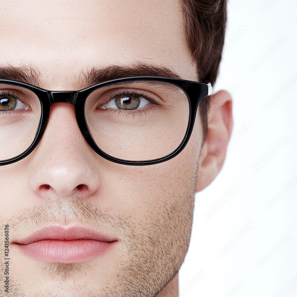 Professional male model in glasses indoor studio portrait photography modern setting close-up shot fashion concept Professional male model in glasses indoor studio portrait photography modern setting close-up shot fashion concept