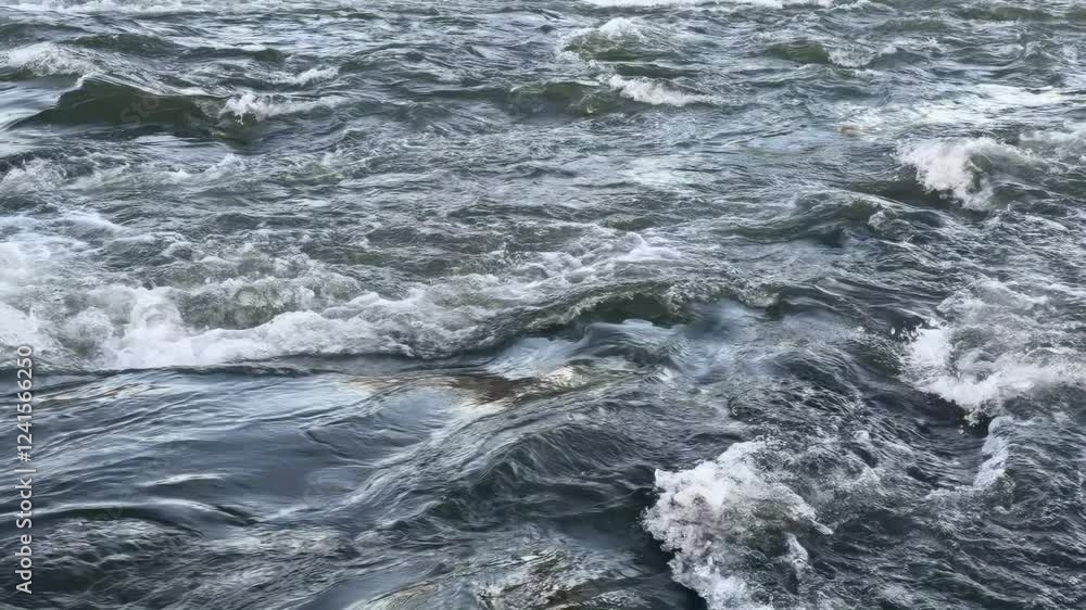 Dark River Water Rushes Over Rocks in a Fast Flowing Current in slow-motion Dark River Water Rushes Over Rocks in a Fast Flowing Current in slow-motion