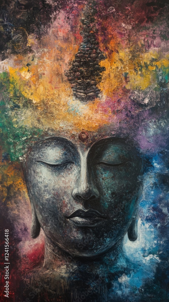 Abstract artistic representation of Buddha in meditation Abstract artistic representation of Buddha in meditation