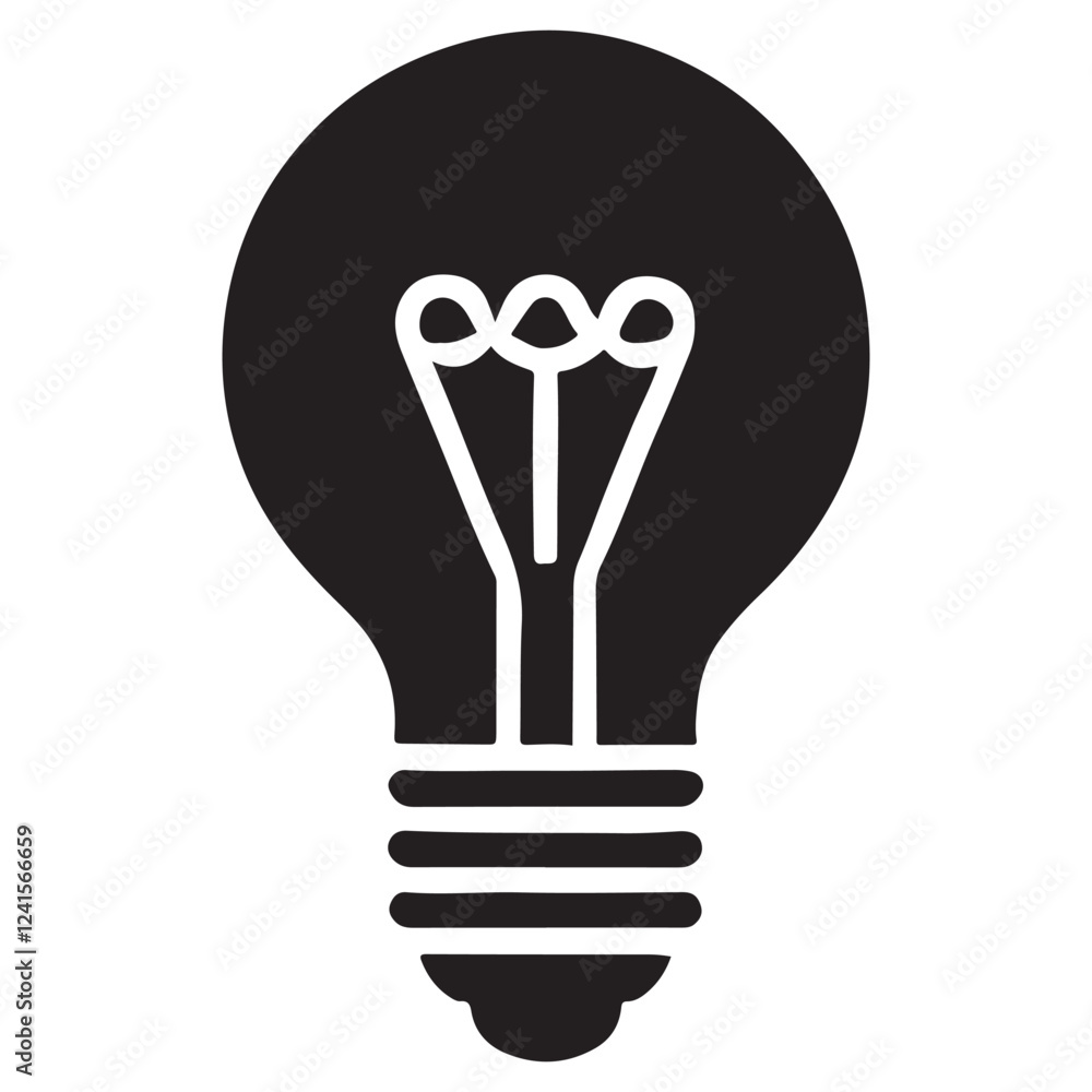 Simple Silhouette Light Bulb Icon for Ideas and Innovation Simple Silhouette Light Bulb Icon for Ideas and Innovation