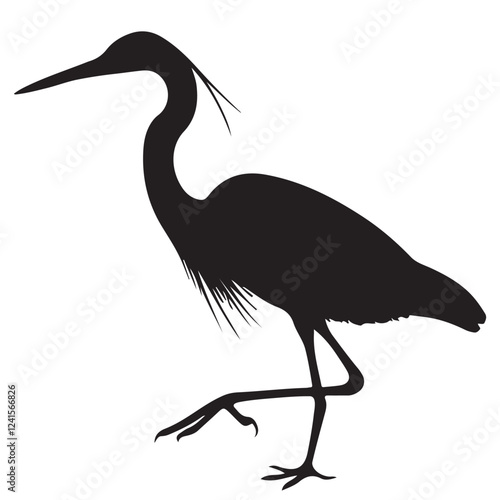 Blue Heron Bird Silhouette Illustration Vector Graphic