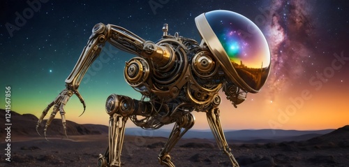 robot en un jardin de flores