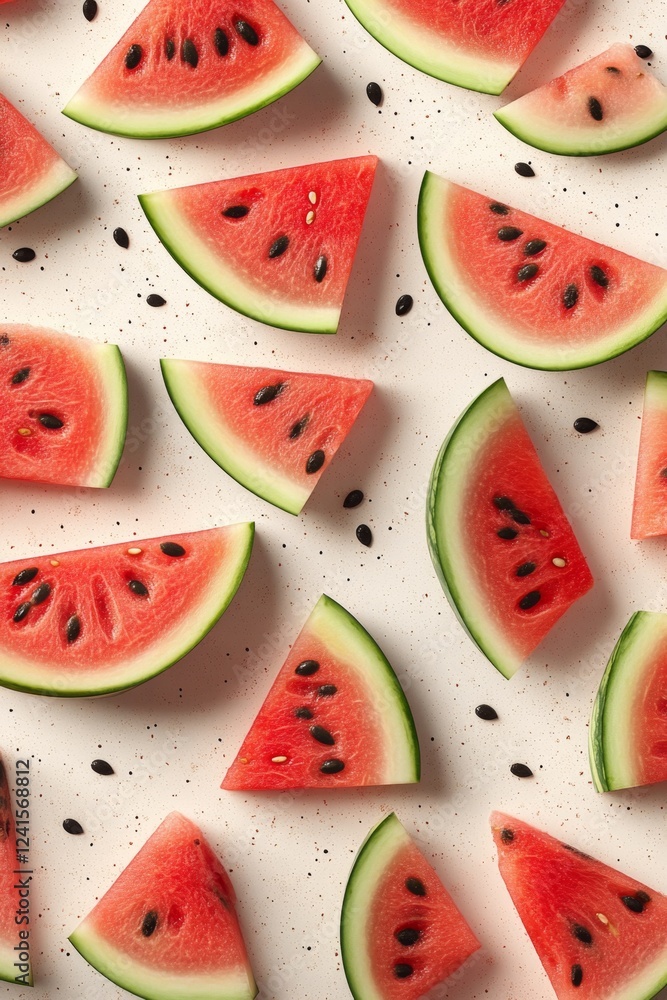 Summer Watermelon Slices A Refreshing Pattern of Juicy Red Watermelon Triangles on a Speckled White Background Summer Watermelon Slices A Refreshing Pattern of Juicy Red Watermelon Triangles on a Speckled White Background