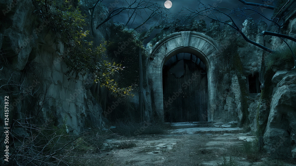 Obraz premium At night At night Passage-Coffin is shrouded in an_001