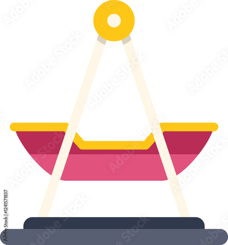 Boat swing hanging in playground, perfect for children's entertainment and outdoor fun