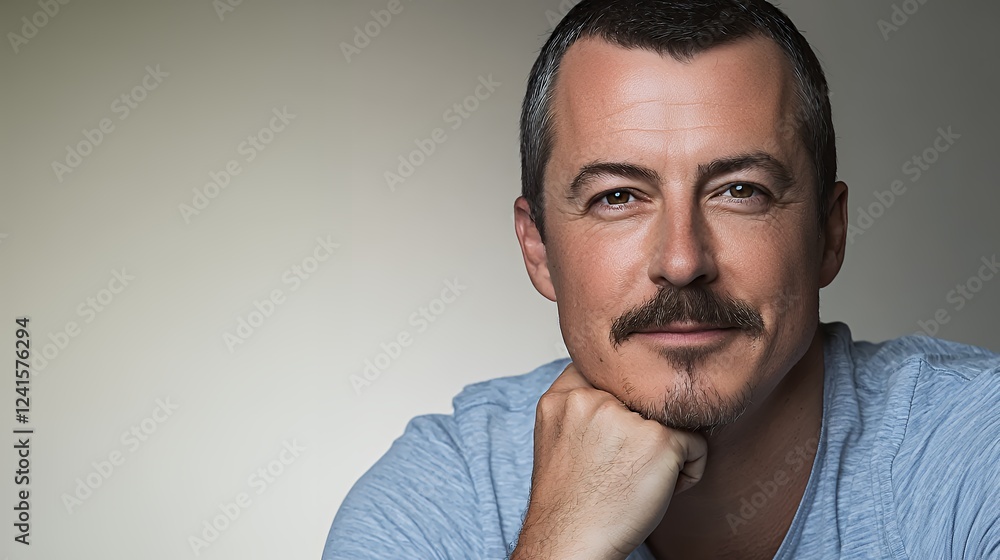 Fototapeta premium a portrait of a man with his hand on his chin 