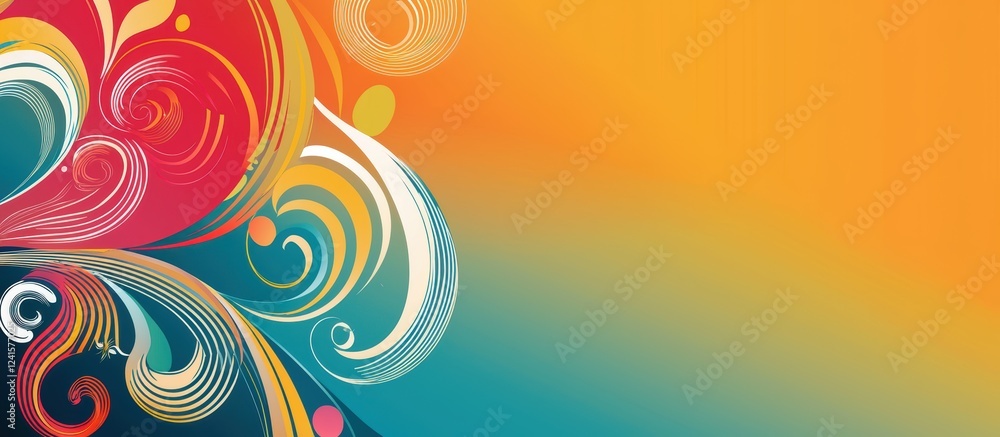 background with space for text, decorated with dynamic swirling patterns, and a cheerful energetic atmosphere background with space for text, decorated with dynamic swirling patterns, and a cheerful energetic atmosphere