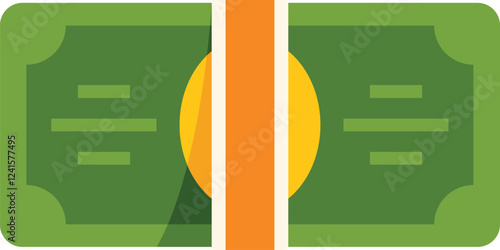 Green banknotes secured with an orange band, symbolizing wealth accumulation and financial stability