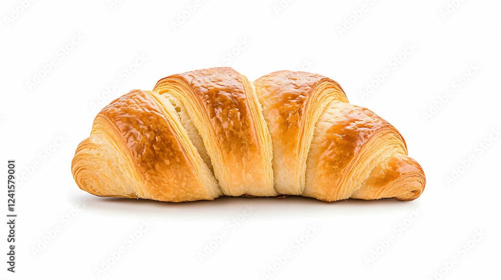 Buttery croissant on white background, perfect for bakery menu or food blog Buttery croissant on white background, perfect for bakery menu or food blog