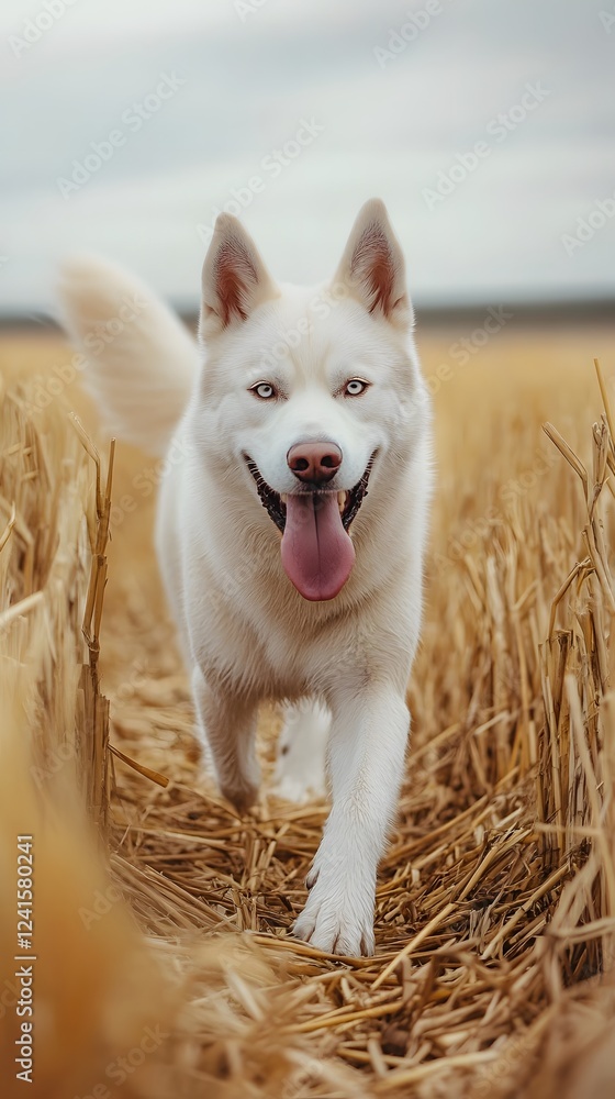 A husky dog walks through the field
A husky dog walks through the field