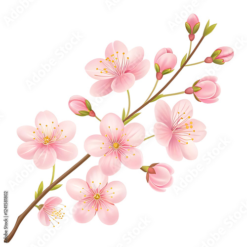 Cherry blossoms illustration delicate flowers transparent background