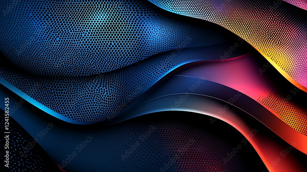 Abstract colorful waves, dark background, digital art, website banner Abstract colorful waves, dark background, digital art, website banner