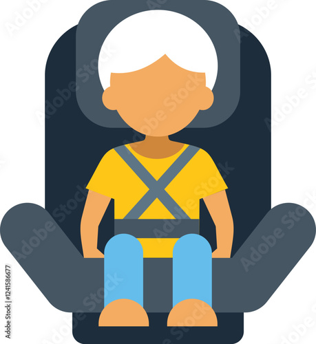 Child safely secured in car seat with seatbelt, promoting road safety for children during travel