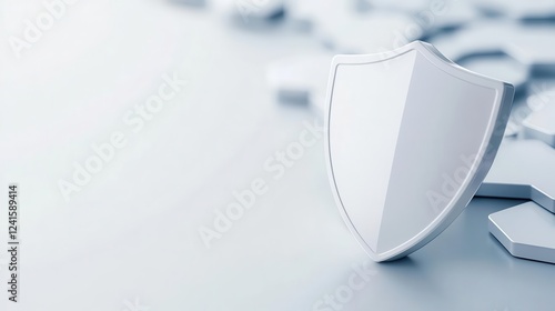 Online security concept with shield and digital firewall effects, isolated on white background