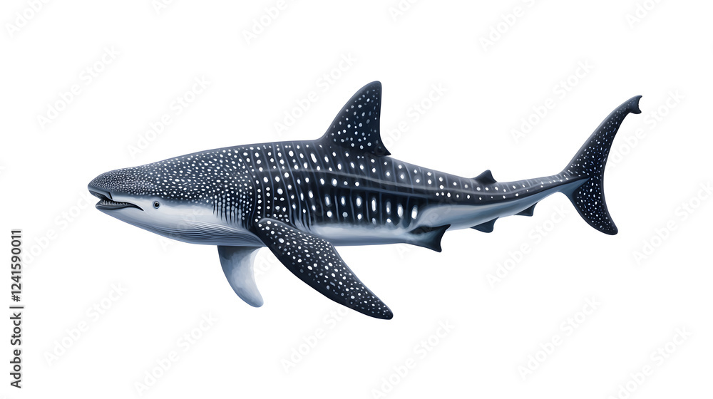 Naklejka premium Whale shark with dotted pattern skin isolated on white background