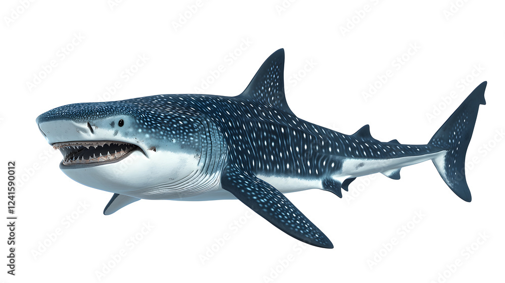 Fototapeta premium Whale shark with dotted pattern skin isolated on white background