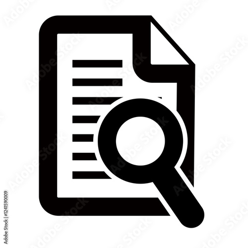 Document icon featuring a magnifying glass over a checklist on a clipboard-style background