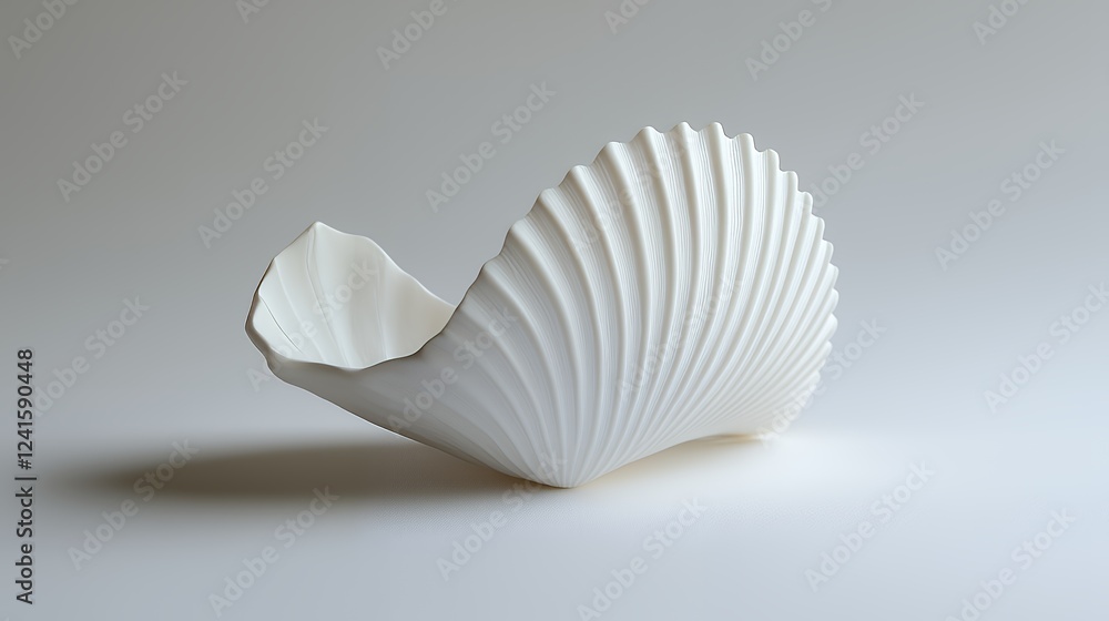3d illustration of a shell made of white paper 3d illustration of a shell made of white paper