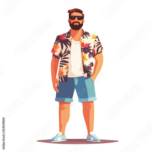 Croatia Man Summer Clothes Vector Illustration | Light and Trendy Warm-Weather Fashion