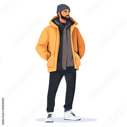 Czech Republic Man Winter Clothes Vector Illustration | Cozy and Stylish Cold-Weather Fashion Artwork
