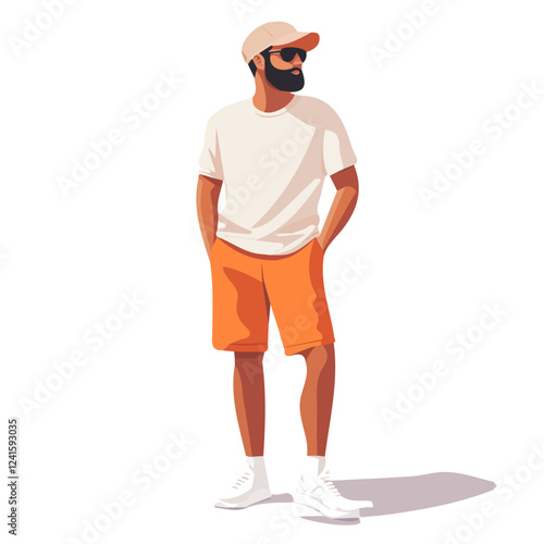 Denmark Man Summer Clothes Vector Illustration | Light and Stylish Warm-Weather Fashion Artwork