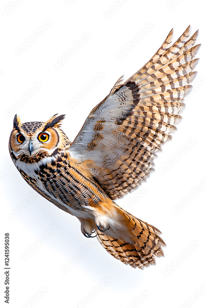 Owl is flying isolated on white background Owl is flying isolated on white background