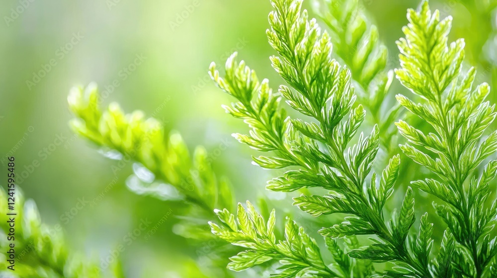 Lush green fern leaves, sunlight bokeh background, nature detail, website banner Lush green fern leaves, sunlight bokeh background, nature detail, website banner