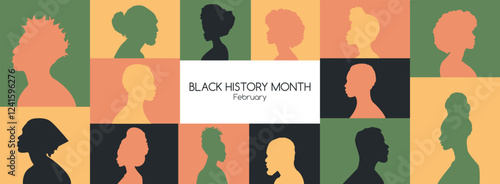 Black History Month banner. Modern design with silhouettes.
