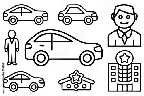 automobile and car dealer editable stroke outline 