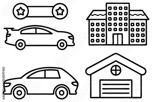 automobile and car dealer editable stroke outline 