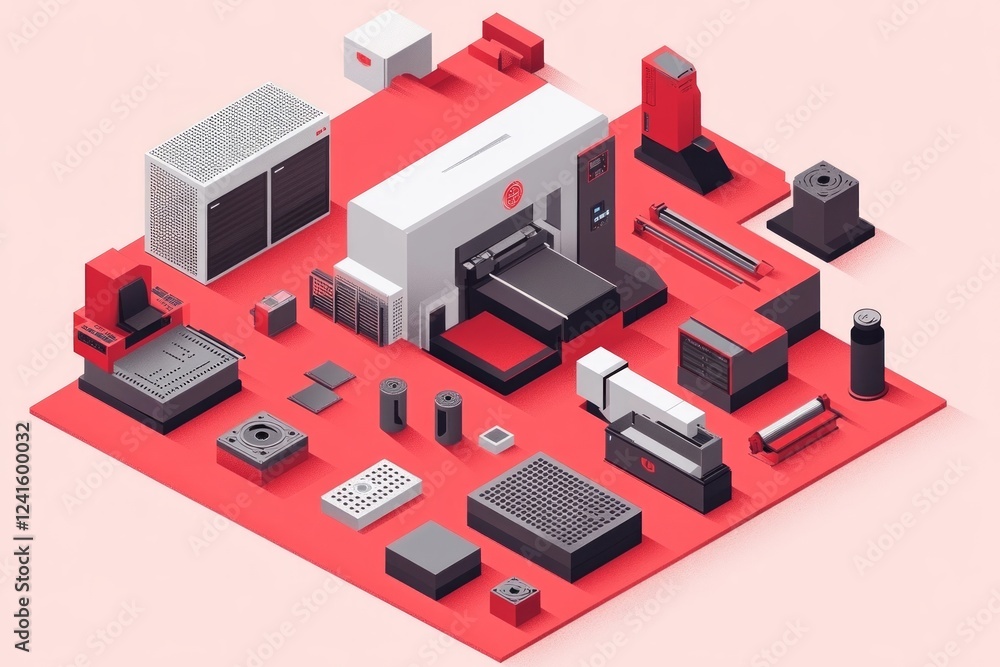 Detailed Isometric View of Modern Industrial Machinery Detailed Isometric View of Modern Industrial Machinery
