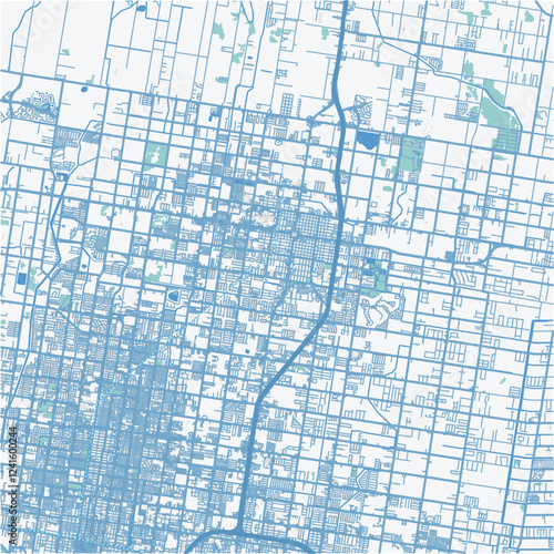 Map of Edinburg in Texas in a professional blue style. Contains layered vector with roads water, parks, etc. photo