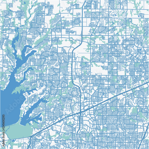 Tableau sur toile Map of Frisco in Texas in a professional blue style