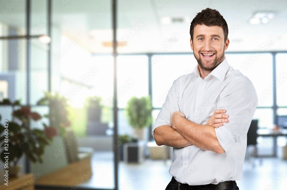 Portrait of business man in startup office Portrait of business man in startup office