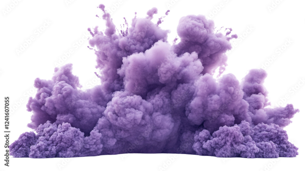 Fototapeta premium Purple smoke explosion expanding on transparent background