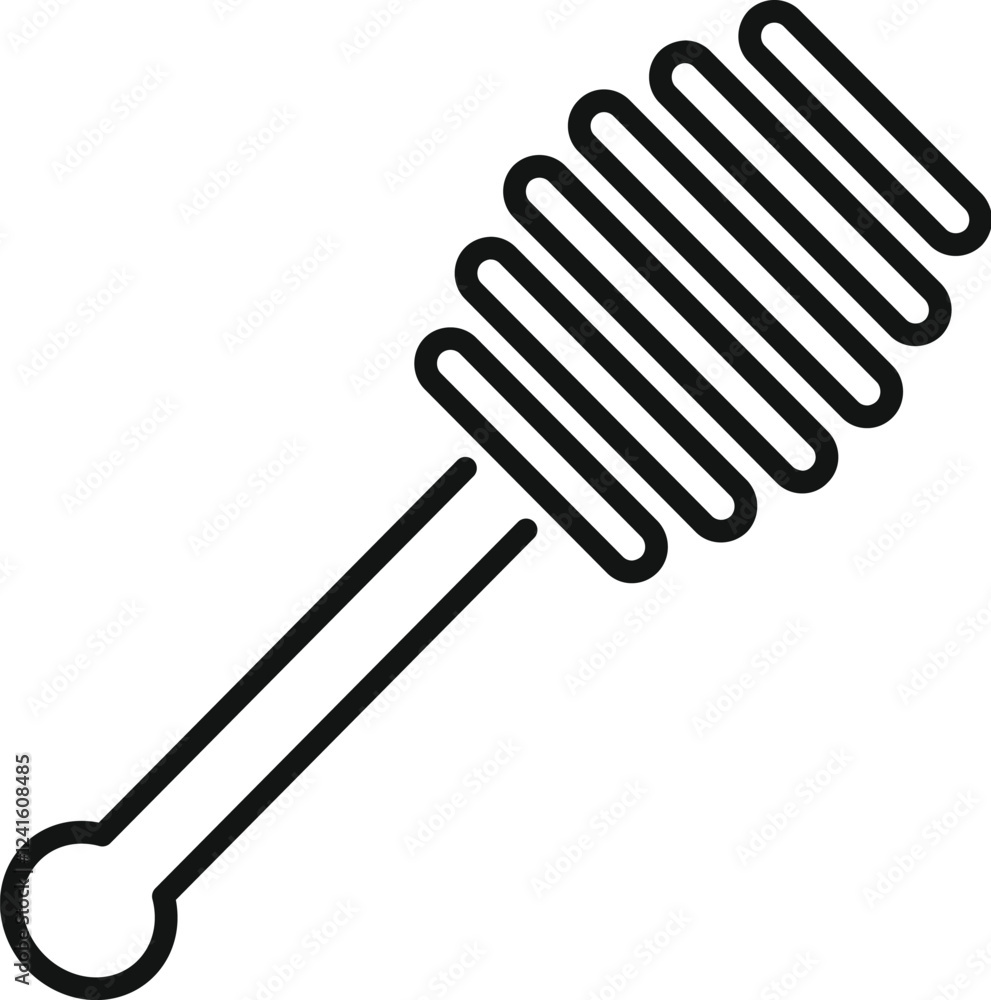 Simple line drawing of a honey dipper, perfect for representing honey, breakfast, or baking Simple line drawing of a honey dipper, perfect for representing honey, breakfast, or baking