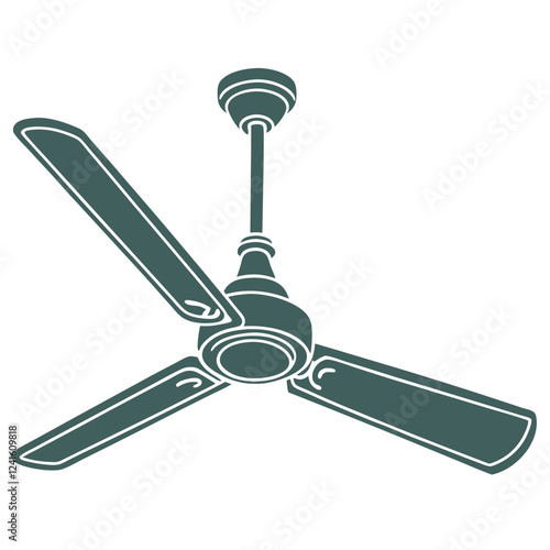 Ceiling fan silhouette vector illustration on white background