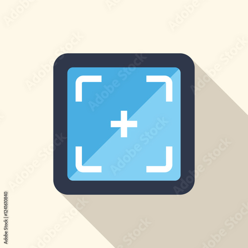 Focus frame with cross hair target mark showing the point of interest and composition grid lines in photography and videography