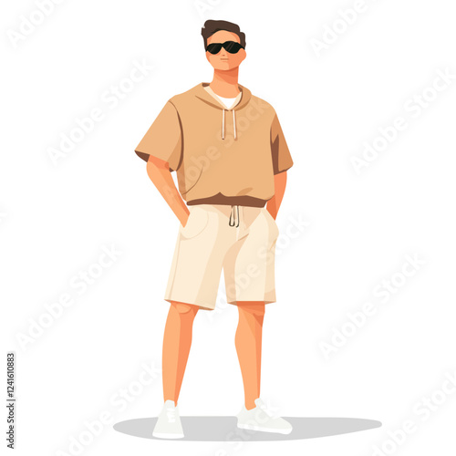 Liechtenstein Man Summer Clothes and Style – A Stylish and Comfortable Vector Illustration for Warm-Weather Fashion
