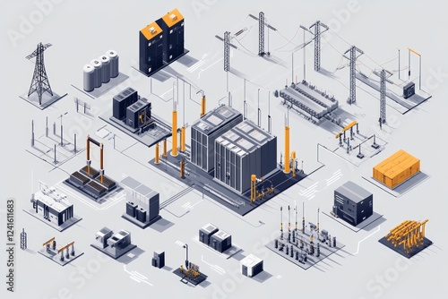 Isometric Illustration of a Modern Power Generation System