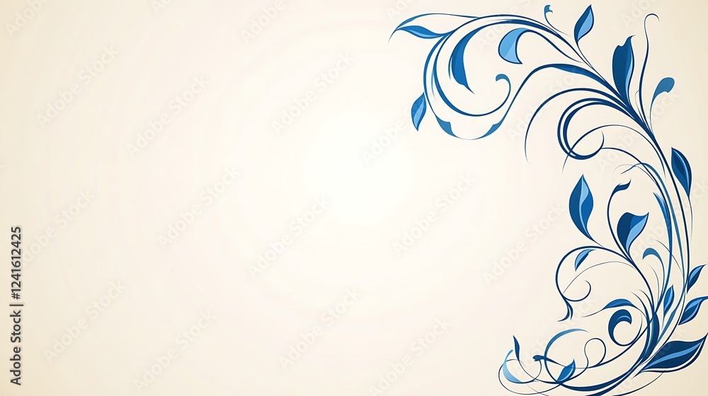 Blue floral corner design, background, invitation Blue floral corner design, background, invitation