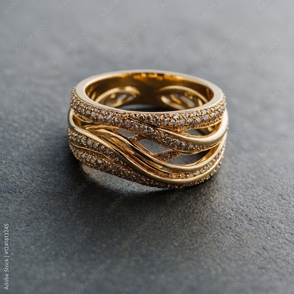 A unique open-ended gold ring with a crossover design. A unique open-ended gold ring with a crossover design.
