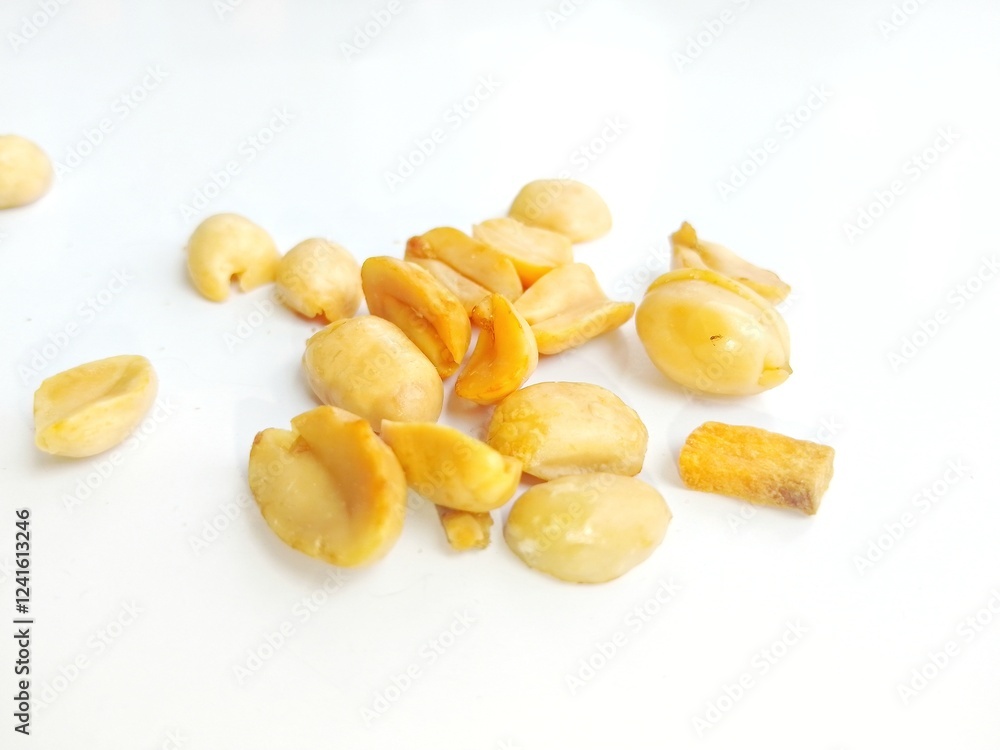 Peanuts without skin on a white background Peanuts without skin on a white background