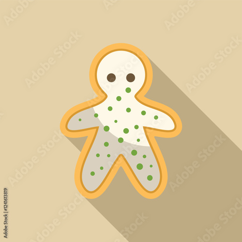 Spoiled gingerbread man cookie covered with green mold spots representing food waste and expiration dates