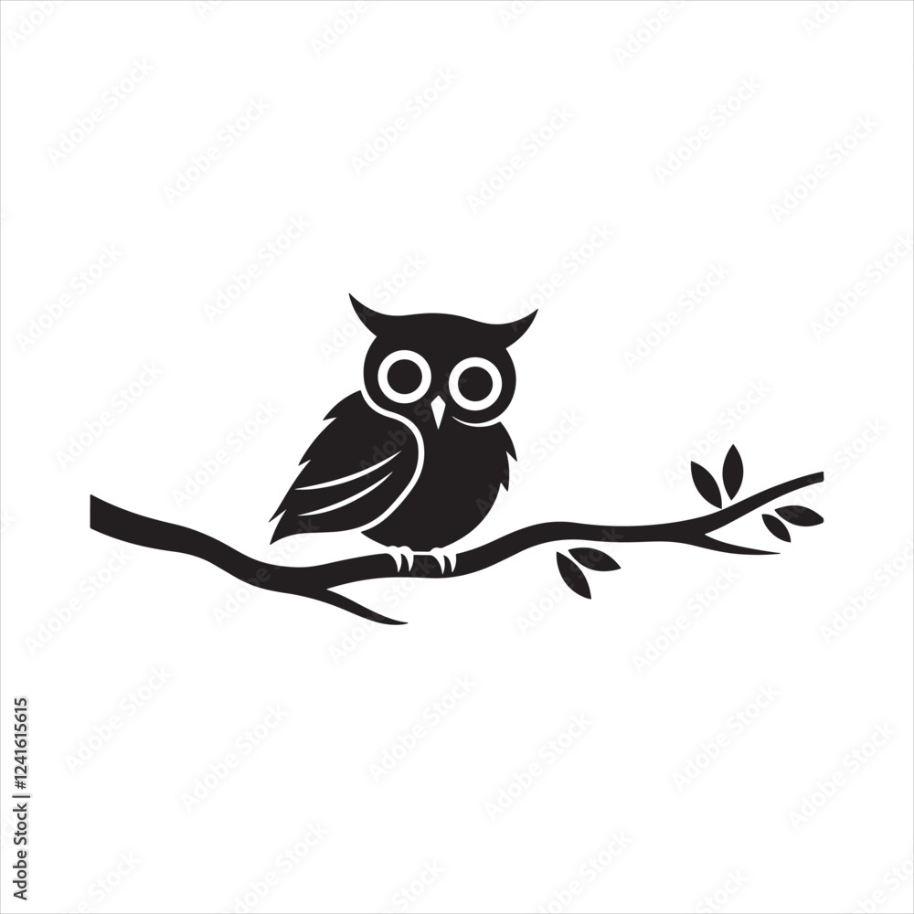 Fototapeta premium Minimalist owl bird Silhouette Vector