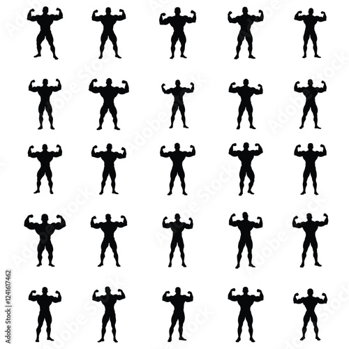 A set of muscular bodybuilder vector silhouette isolated,bodybuilders posing in a contest silhouette,body builder posing silhouette